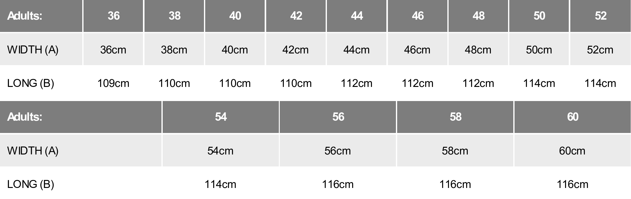 Size chart