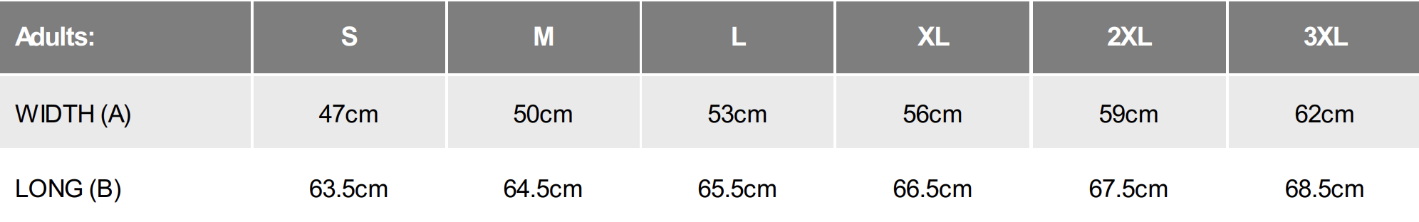 Size chart