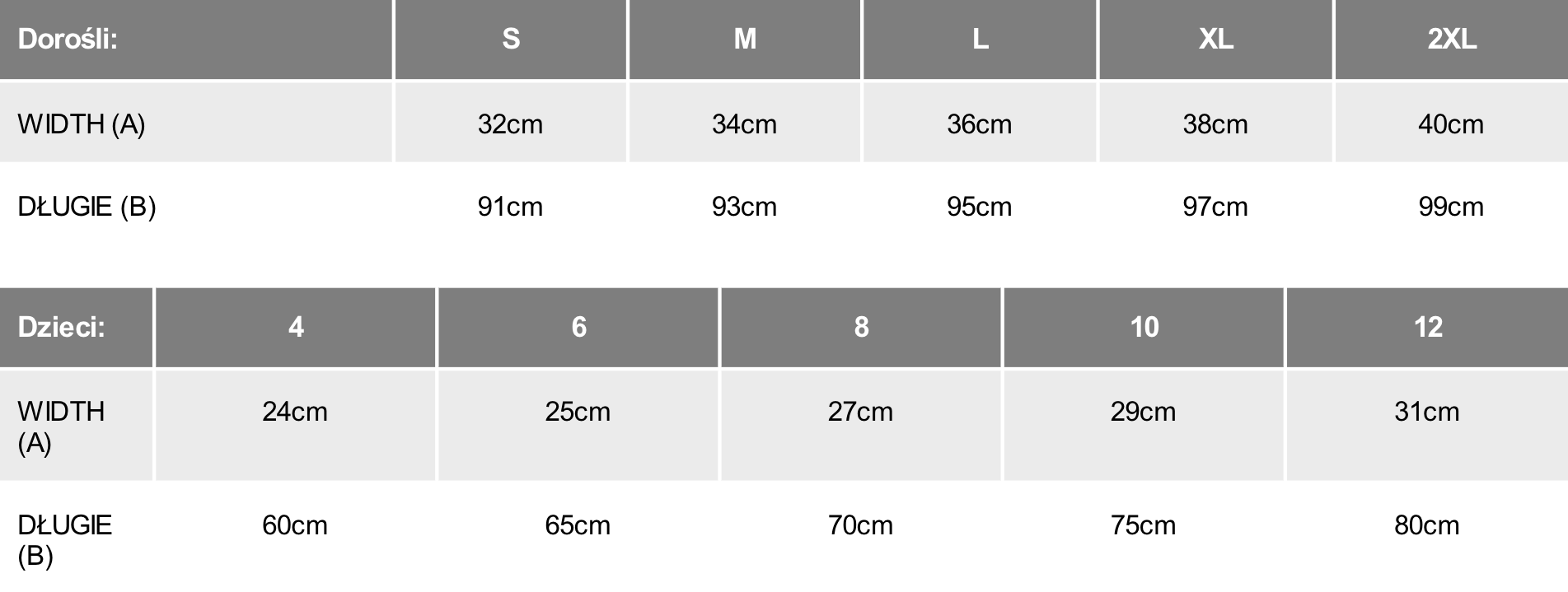 Size chart