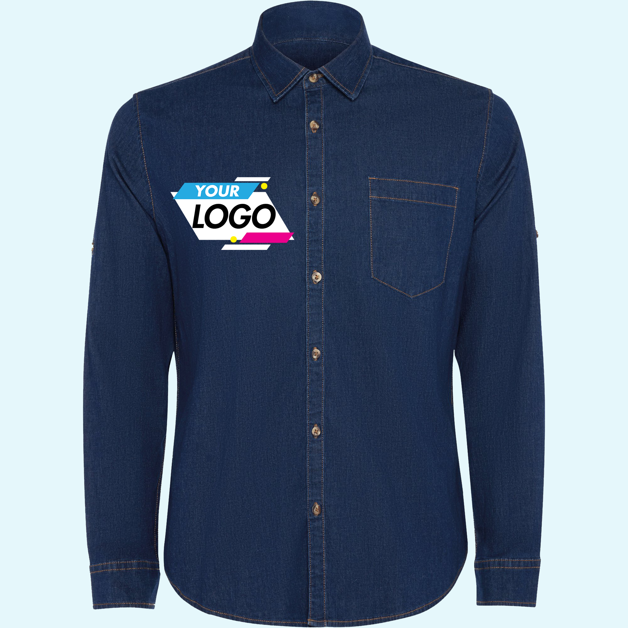 Long-sleeved denim shirt