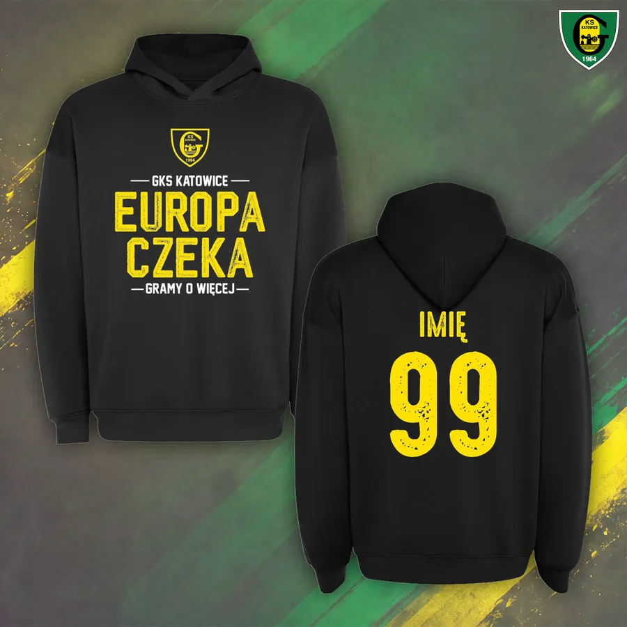 Black club hoodie with a name and number on the back